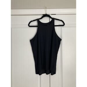 ADAY Women Small Minimalist Stretch Lightweight High Nck Pleat & Repeat Tank Top